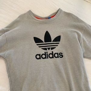 Grey adidas crewneck. Checkered texture